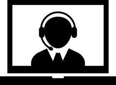 Operator Of Callcenter On Laptop Screen Silhouette Svg Vector, Free Vectors File